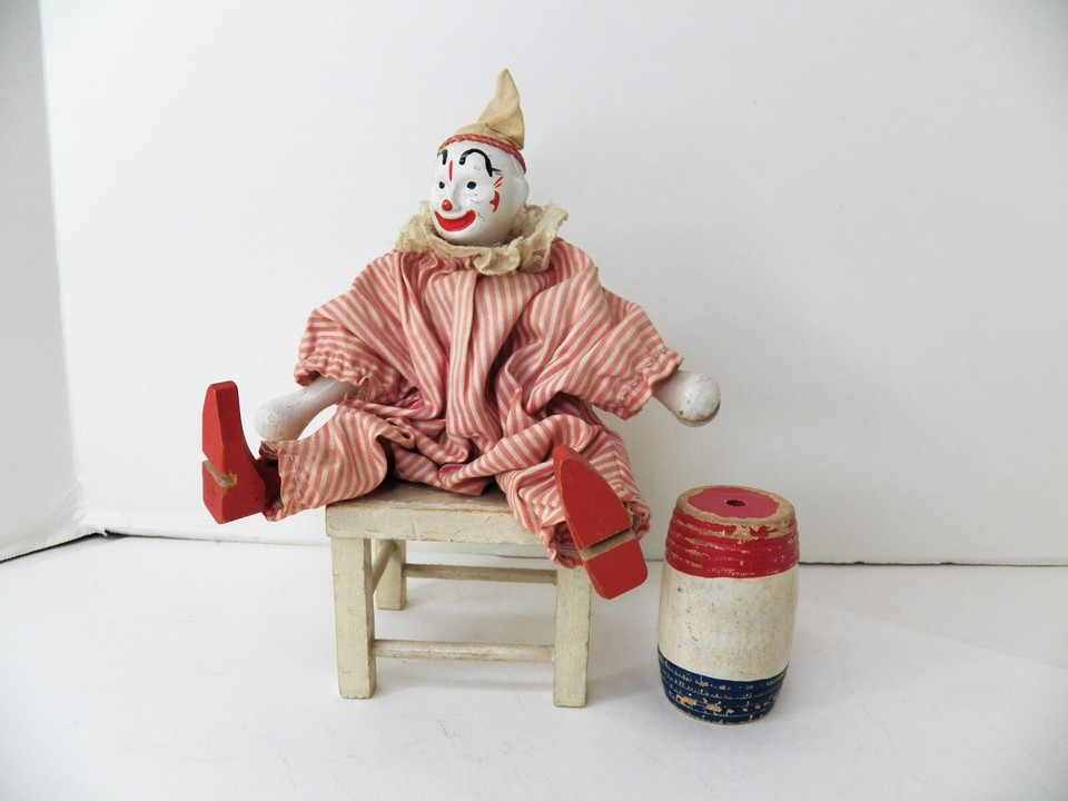 ANTIQUE SCHOENHUT HUMPTY DUMPTY CIRCUS CLOWN, CHAIR, BARREL | eBay