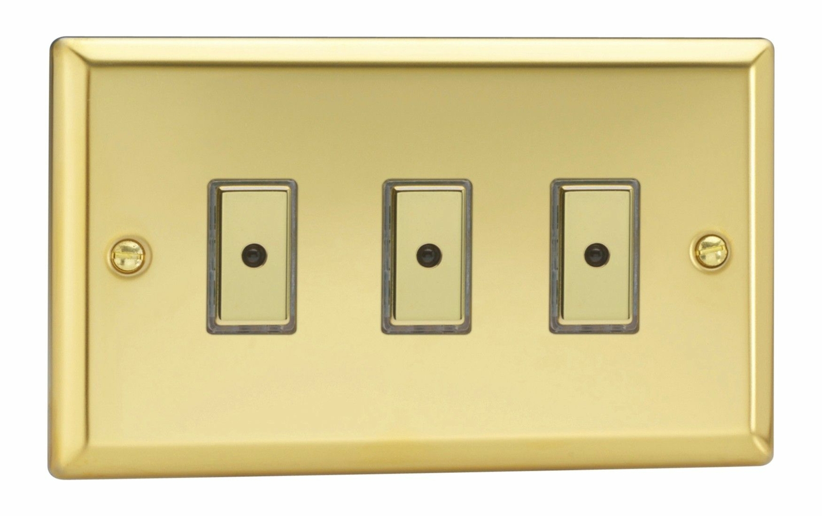 Varilight JVE103 Victorian Polished Brass 3 Gang Remote/Touch Master LED Dimmer