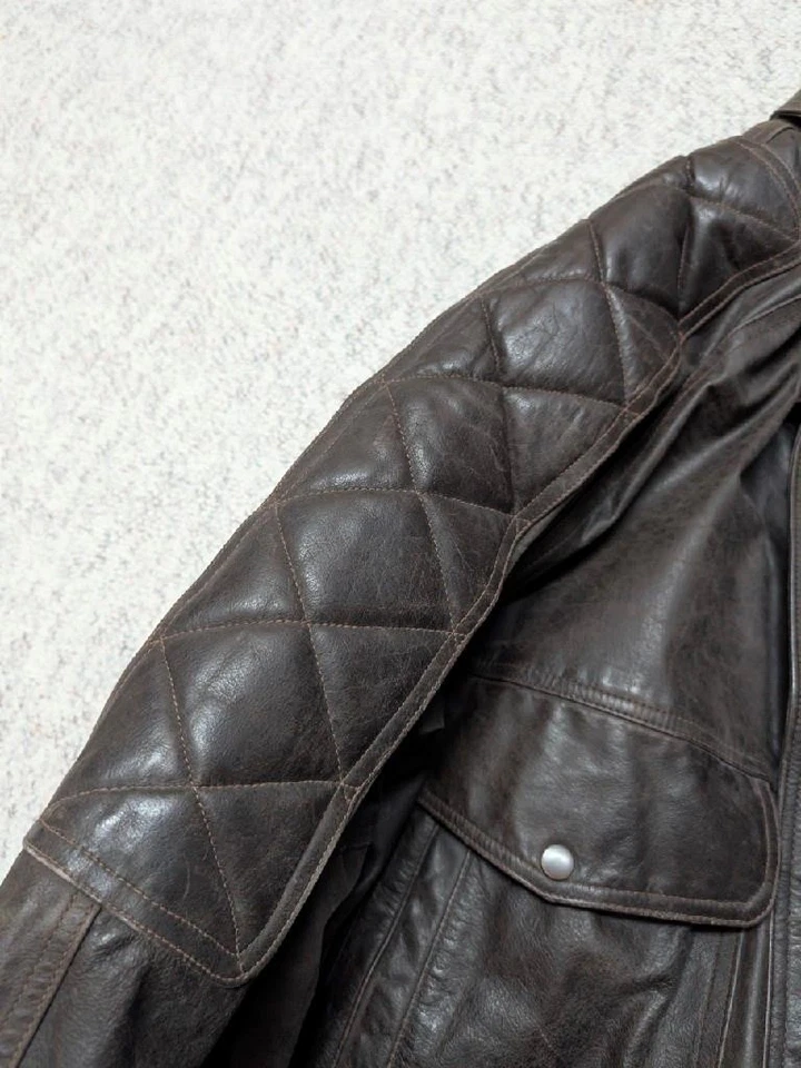 Chaqueta de cuero vintage años 90 BOMBER motocicleta XLT marrón MAD MAX pátina cuero de vaca Foto 4 de 4