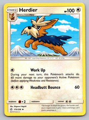 Herdier 175/236 Uncommon Cosmic Eclipse Pokemon Moderately Played