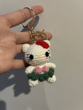 Hello Kitty Handmade Crochet Keychain Hello Kitty Keychain Cute Gift Charm