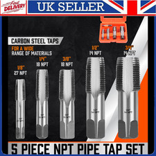 5X NPT Taper Pipe Tap Set 1/8" 1/4" 3/8" 1/2" and 3/4" With Case Imperial Inch