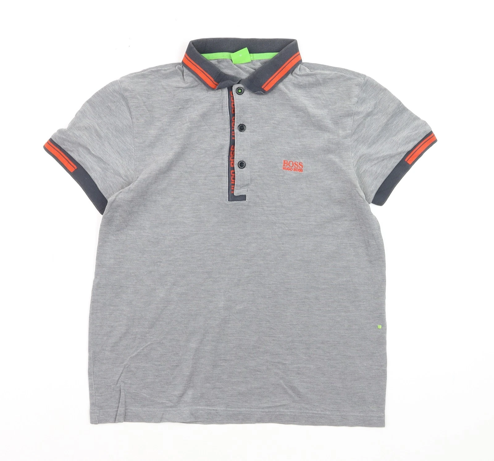 BOSS Boys Grey Slim Fit Cotton Polo Shirt M Short Sleeve
