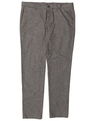 Massimo Dutti Mens Slim Chino Trousers EU 48 XL W38 L32 Grey Cotton OJ07