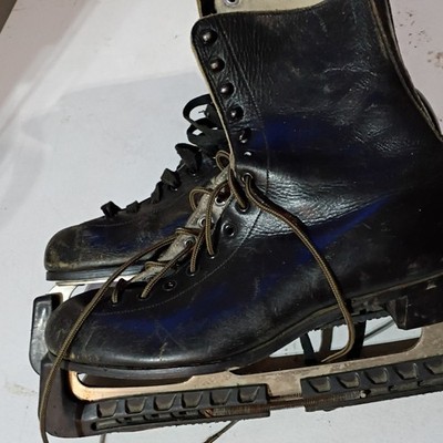 Samson Narrow Heel Combination Last Women's Black Leather Figure Ice Skates 4 R 