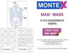 Montex MAXI Mask 1/48 P-47D RAZORBACK THUNDERBOLT CANOPY PAINT MASK Tamiya