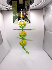 Featherland Paradise Fun Balls Hanging Bird Toy Plastic Balls Green Yellow