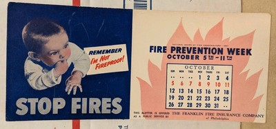 1947 Fire Prevention Week Blotter The Franklin Fire Insurance Co Philadelphia PA