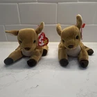 Ty Beanie Babies Whisper Deer Fawn Plush Lot of 2 1997 Vintage
