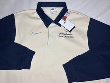 Nike Penn State Nittany Lions Long Sleeve Rugby Polo Shirt XL NWT 95 Cream Navy