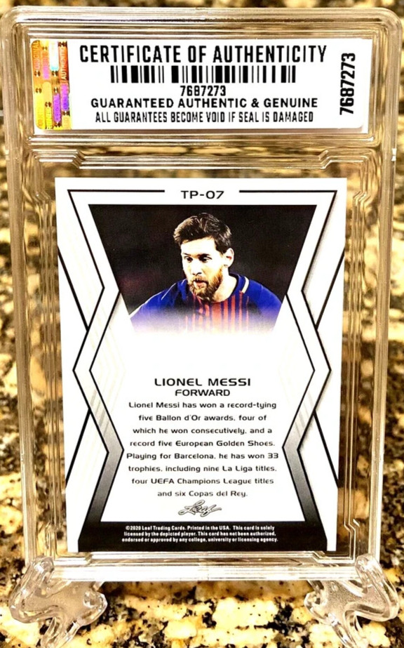 GRADED GEM-MT 10 LIONEL MESSI 2020 LEAF #TP-07 “Special Release Limited Edition"