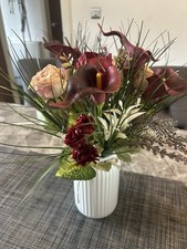 Artificial Flowers Display In White Vase Home Decor