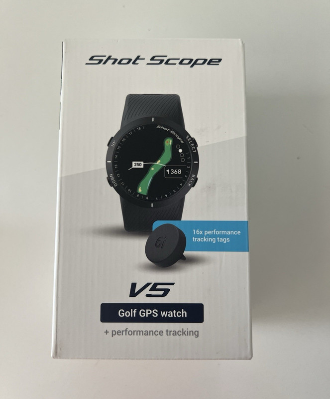 Shot Scope V5 Golf GPS Watch w/ Performance Tracking Tags Set, Black