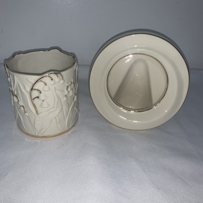 Uniq Lenox Ivory Fine China Lily Of The Valley Votive Tea Light, 24KGold Accents