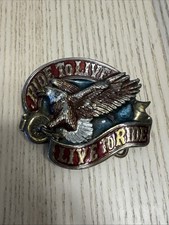 Vintage 1982 Ride to Live Live to Ride Eagle Belt Buckle Great American No 1036