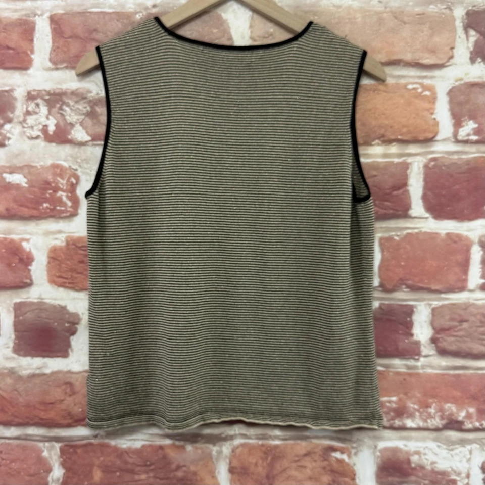 Camiseta sin mangas Kasper Top para mujer 18 dorada negra a rayas metálicas tejida Foto 4 de 4