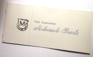 MIKIMOTO PEARLS GUARANTEE Vintage Paper Certificate/History/Care Pamphlet 1964