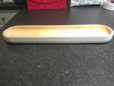 Wooden Bread Serving or Candle Tray, Cream painted exterior, plain interior, GC