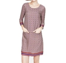 J. Crew Jules Scarf Boho Morrocan Medallion Silk Sheath Dress Sz 0 Preppy Pocket