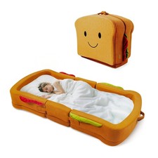 Toddler Travel Bed Portable Foldable Soft Foam Crib Cot with Safety Rail liftoza