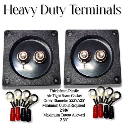 Heavy Duty Subwoofer / Speaker Box Terminals 1 Pair Bolt Style (2 pcs)