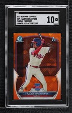2023 Bowman Sapphire Edition Orange 21/50 Justin Crawford #BCP-3 SGC 10 GEM 10z2