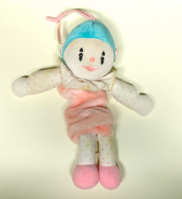 Vintage Eden Toys Musical Pull String Clown Plush Pink Hearts Wind Up Crib Toy