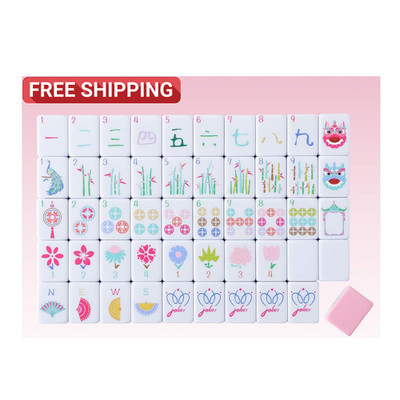 160 Pink American Printed Mahjong Game Set with Carrying Bag A