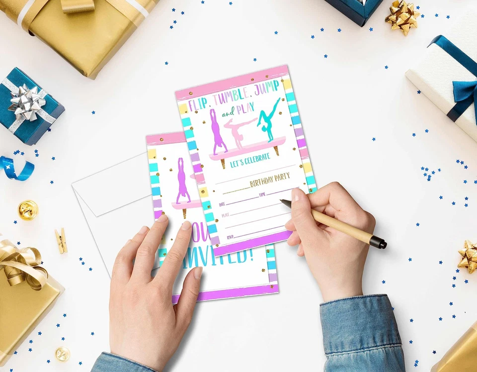 Gimnasia Invitaciones de Cumpleaños Gimnasia Tema Fiesta de Cumpleaños Invitaciones para... Foto 3 de 4