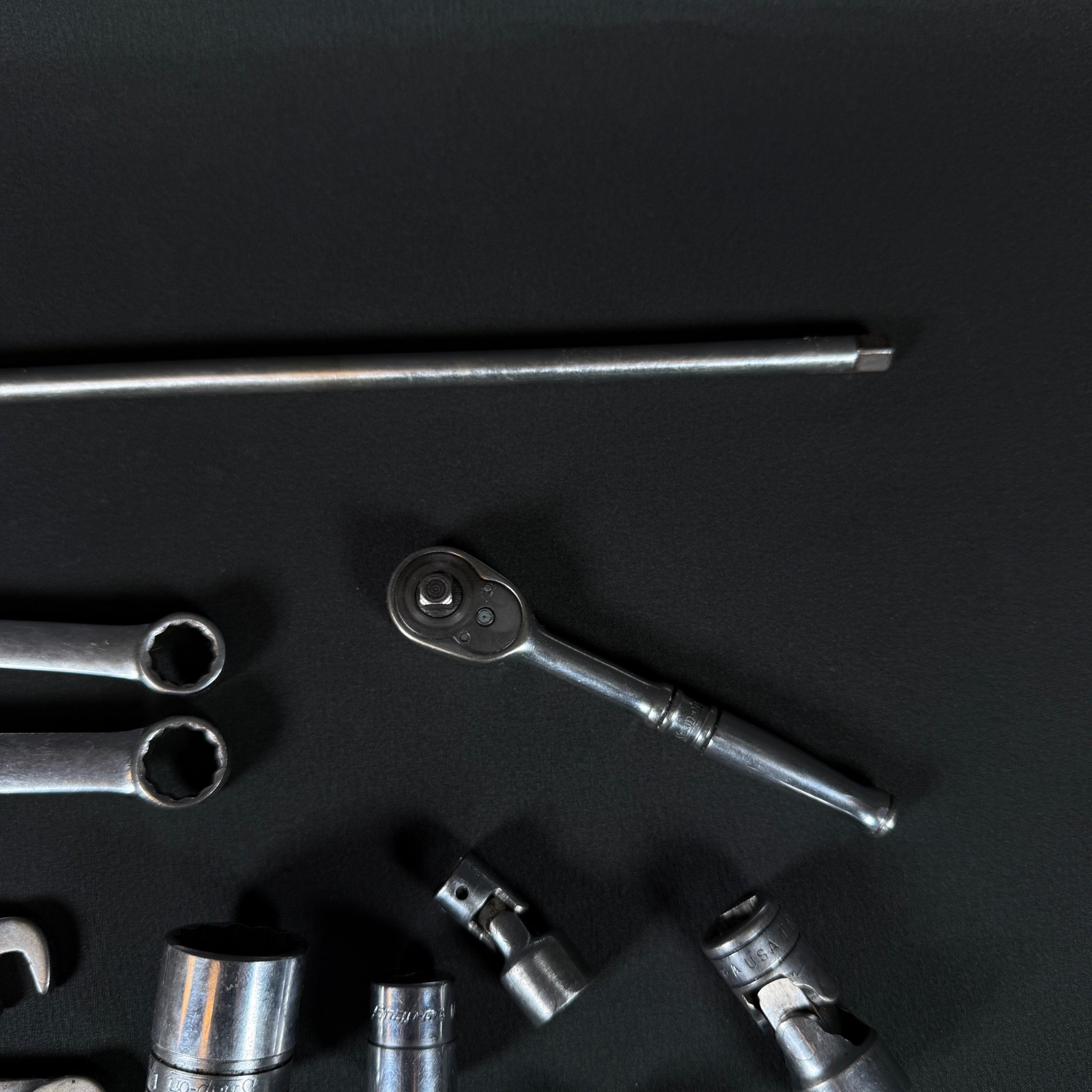 Snap-on Tools Lot 14 pc - Ratchet, Extensions, Sockets, Wrenches USA vintage