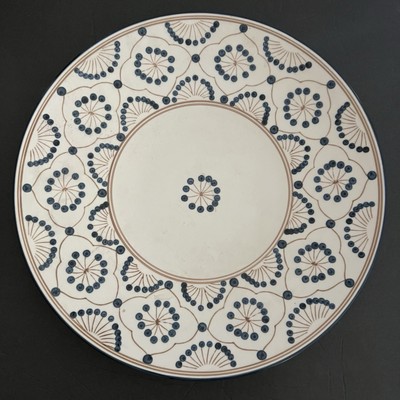 Vintage Modern Thomas O Brien Service Plate 14  Round Blue Dots Porcelain