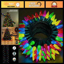100 LED Battery Operated Christmas String Lights, 34ft C6, 8 Modes, Waterproof,