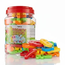 JoyLearn 78 Pieces Magnetic Letters and Numbers Alphabet Fridge All Colors
