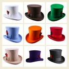 Top Hat  Wool Felt Victorian Steampunk Mad Hatter Cosplay Red Black Purple Gray