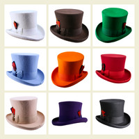 Top Hat  Wool Felt Victorian Steampunk Mad Hatter Cosplay Red Black Purple Gray 12
