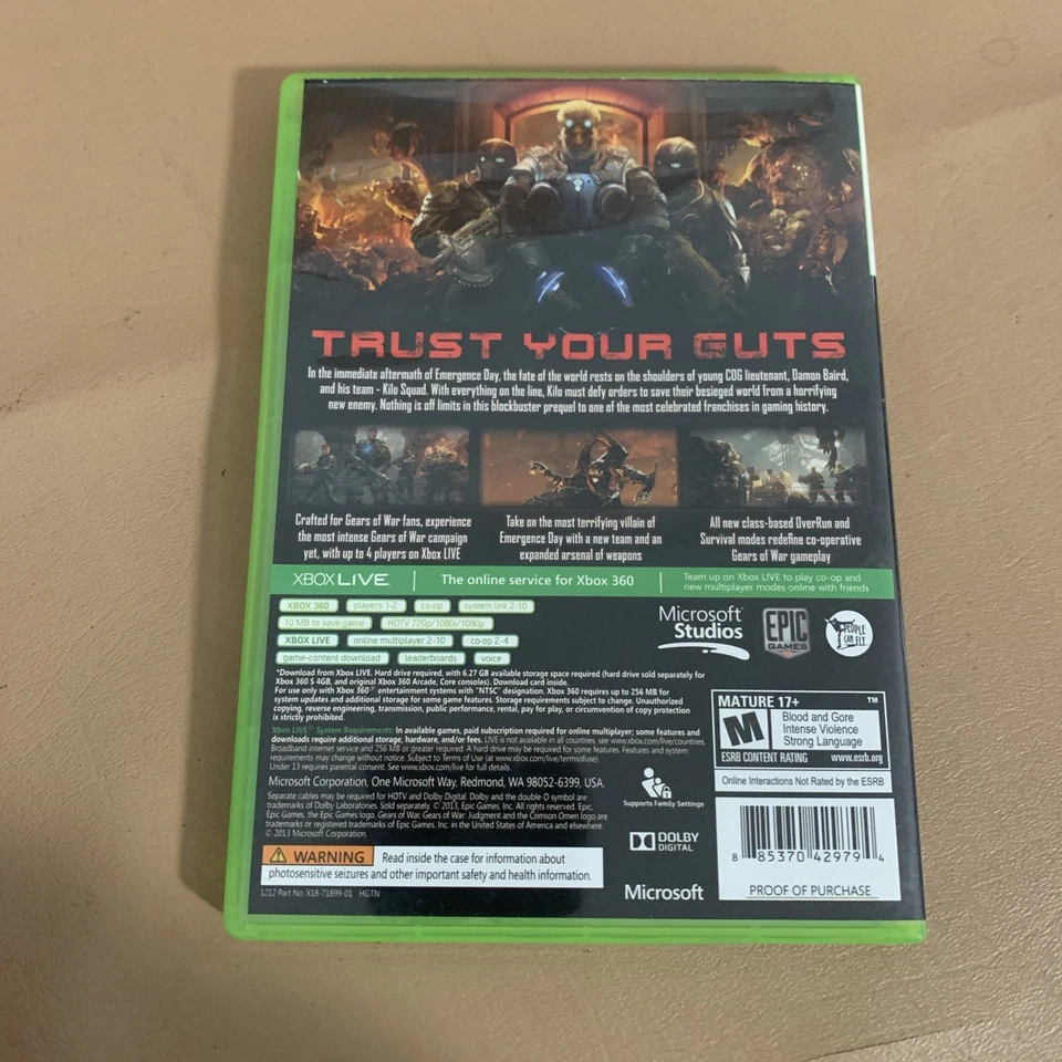 Gears of War: Judgment Xbox 360, 2013, Disc and Case - Image 3 of 3
