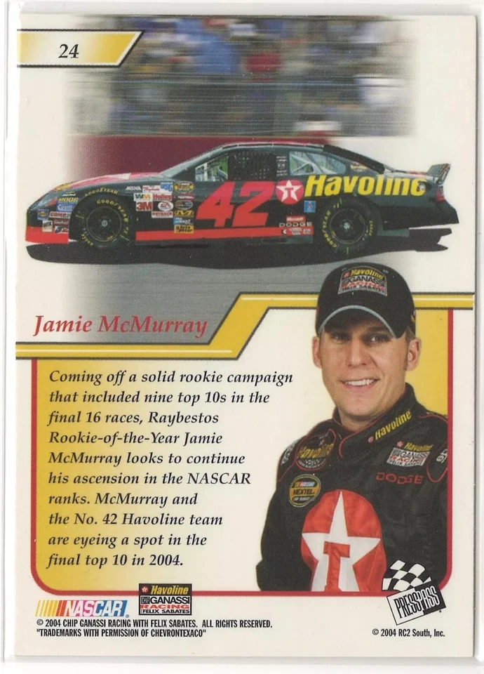 2004 Press Pass Premium #24 Jamie McMurray - Image 2 of 2