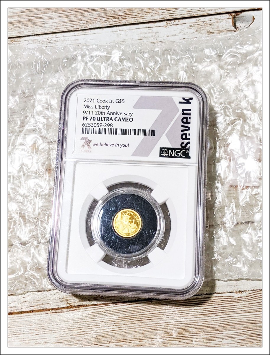 2021 Cook Islands $5 Gold Miss Liberty 9/11 20th Anniversary Coin