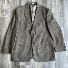 Vintage Evan Picone Lambs Wool Sport Coat Blazer Suit Jacket HoundsTooth Tan 40R
