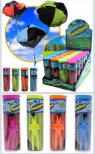 4 Parachute Men Flying Soldiers - 4 Colors in Tubes - NEW Sealed