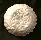Vintage 1960s Indiana Glass Wild Rose Milk Glass Footed Bowl 9" Scalloped Rim