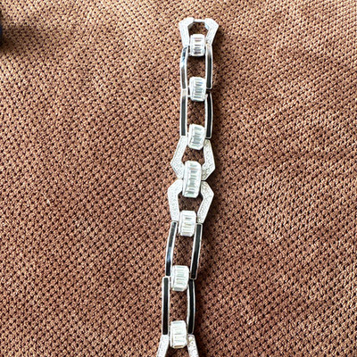 Givenchy Silver-Tone Rectangle Link Chain Bracelet, Signed, Fold-Over Clasp