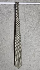 Vintage Geoffrey Beene Silk Geometric Tie Made in USA Pointed Black Silver Gold