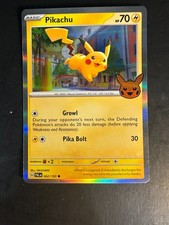 pokemon pikachu halloween card - 018 - Trick or Trade 2024 - Cosmos Holo Shirt features Pikachu ready to please its sweet tooth with delicious candy corn Happy Halloween! Let's open some