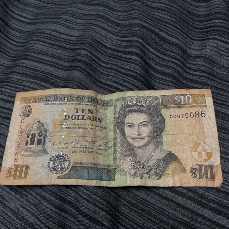 Central Bank of Belize $10 Banknote 2001 Circulated