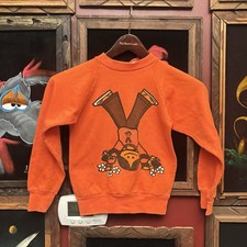 Vintage Kids Girl Scouts Upside Down Brownie Orange 70s Sweatshirt Youth Sz Sm
