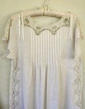 60s Vtg Edwardian Style White Lace Cotton Nightgown Cottagecore Montenero Sz Sm