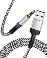 USB to Aux Cable 3FT, 2.0 Male 3.5mm Stereo Audio Adapter Cord, White