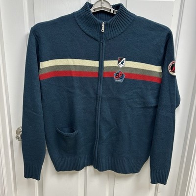 Kangol Mens Full Zip Sweater Mock Neck Embroidered Patches *Sample* Active READ