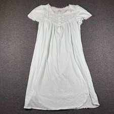 Miss Elaine Intimates Nightgown Womens Small S Pale Green Lace Trim
